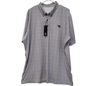 Antigua Mens Button-Down Polo 2X Gray/Navy New England Patriots Dry Fit